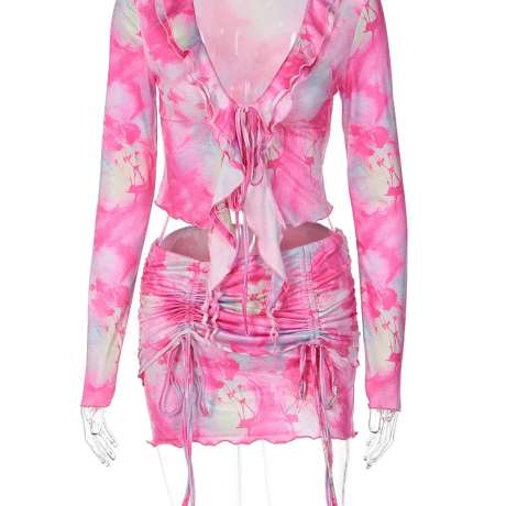 Hugcitar Tie Dye Print Women 2 Piece Set