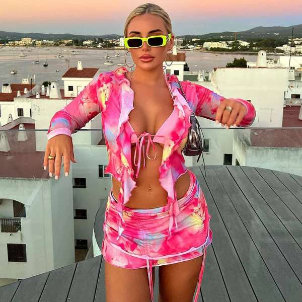 Hugcitar Tie Dye Print Women 2 Piece Set - Image 3