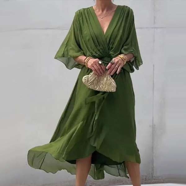 BRENDA- ELEGANT V-NECK DRESS - Image 2