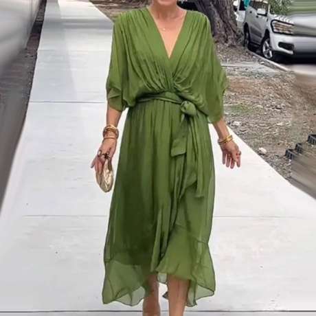 BRENDA- ELEGANT V-NECK DRESS