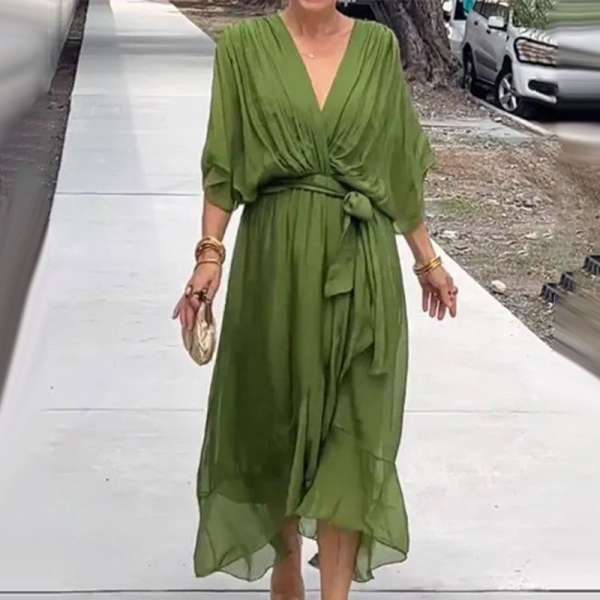 BRENDA- ELEGANT V-NECK DRESS