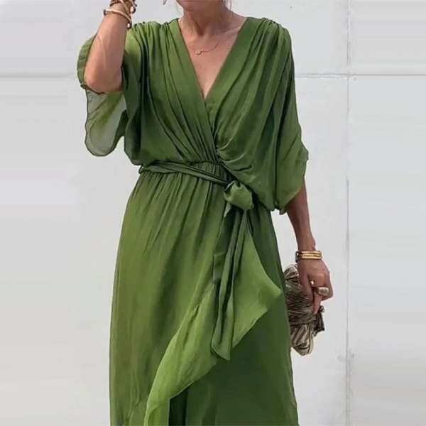 BRENDA- ELEGANT V-NECK DRESS - Image 3