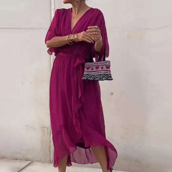 BRENDA- ELEGANT V-NECK DRESS - Image 7