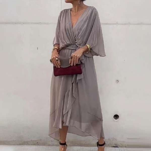 BRENDA- ELEGANT V-NECK DRESS - Image 8